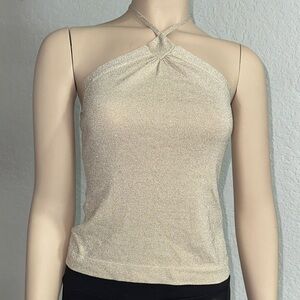 Express Shimmering Cream Halter Camisole